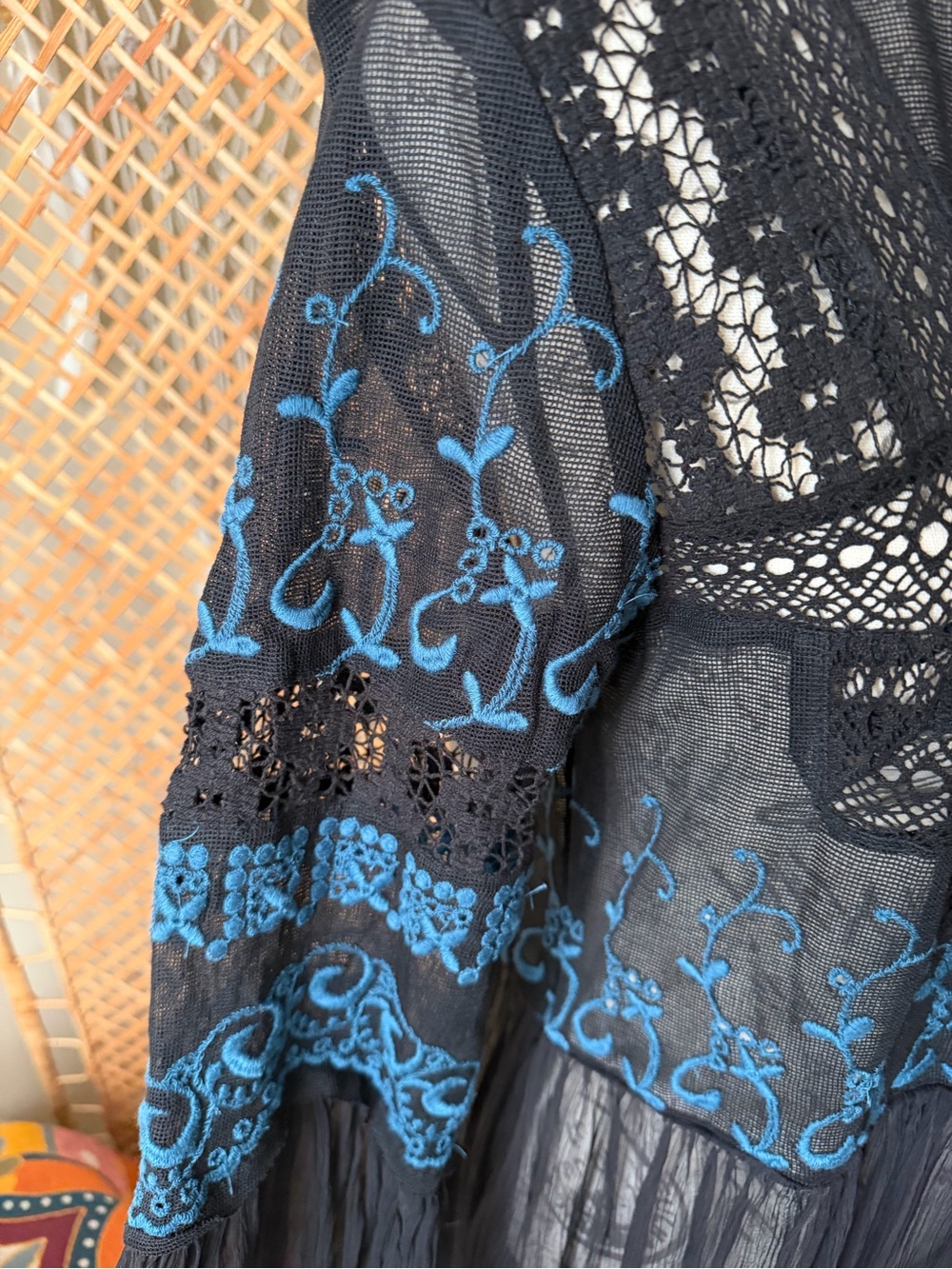 Free People Long Black Tunic Sweet Sunny Days Embroidered Top - Picture 13 of 16